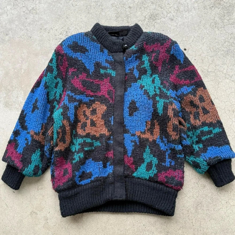 Vintage 80’s Rochelle California Colorful Abstract ZipUp Lined Jacket - Picture 3 of 8